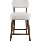 Wes Counter Stool in Walnut Brown Wood & Boucle Fabric (Set of 2)